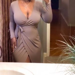 Nude wrap dress